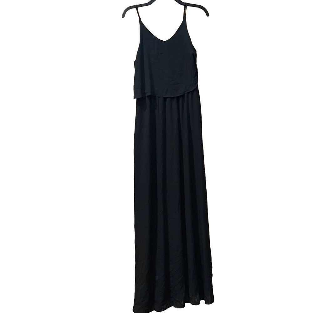 Glam Doll Classic Black Spaghetti Strap Maxi Dress Medium - Picture 3 of 7